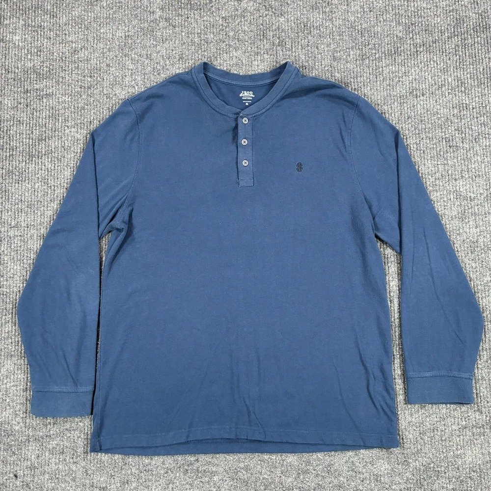 IZOD Saltwater Relaxed Classics Henley Shirt Mens Size XL Blue Long Sleeve